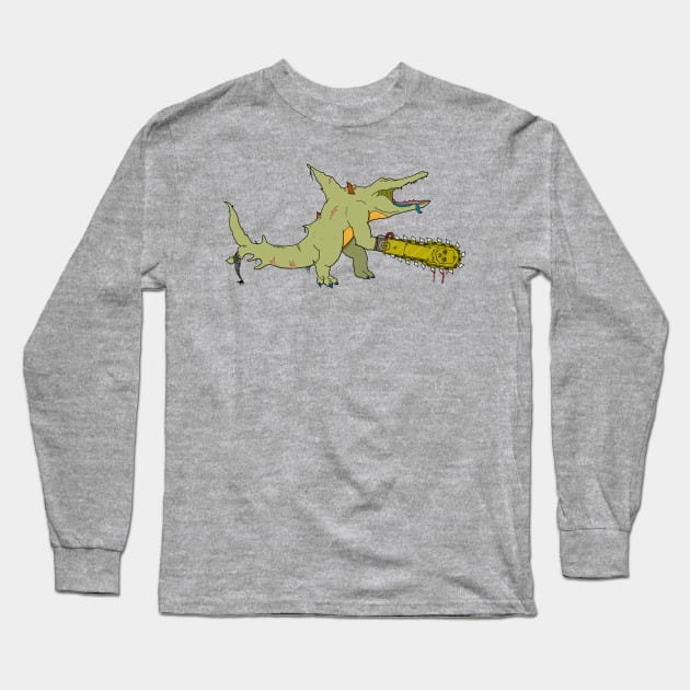 Crocodile Chainsaw Massacre Long Sleeve T-Shirt by pandavigoureux29